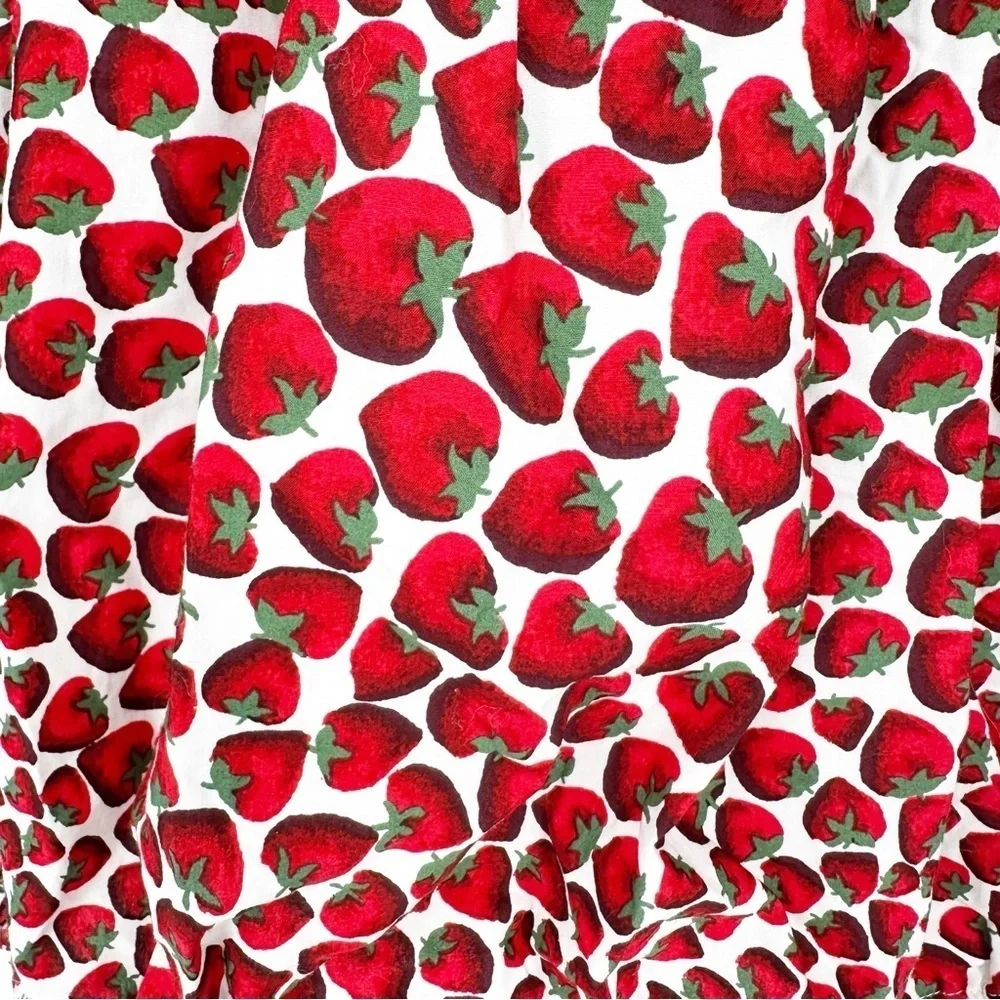 J. Crew Cinched-waist Cropped Top in Strawberry Swirl Cotton Poplin